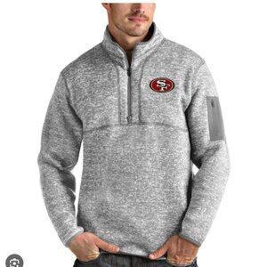 Men's Antigua Heather Gray San Francisco 49ers Team Logo Fortune Quarter-Zip NWT